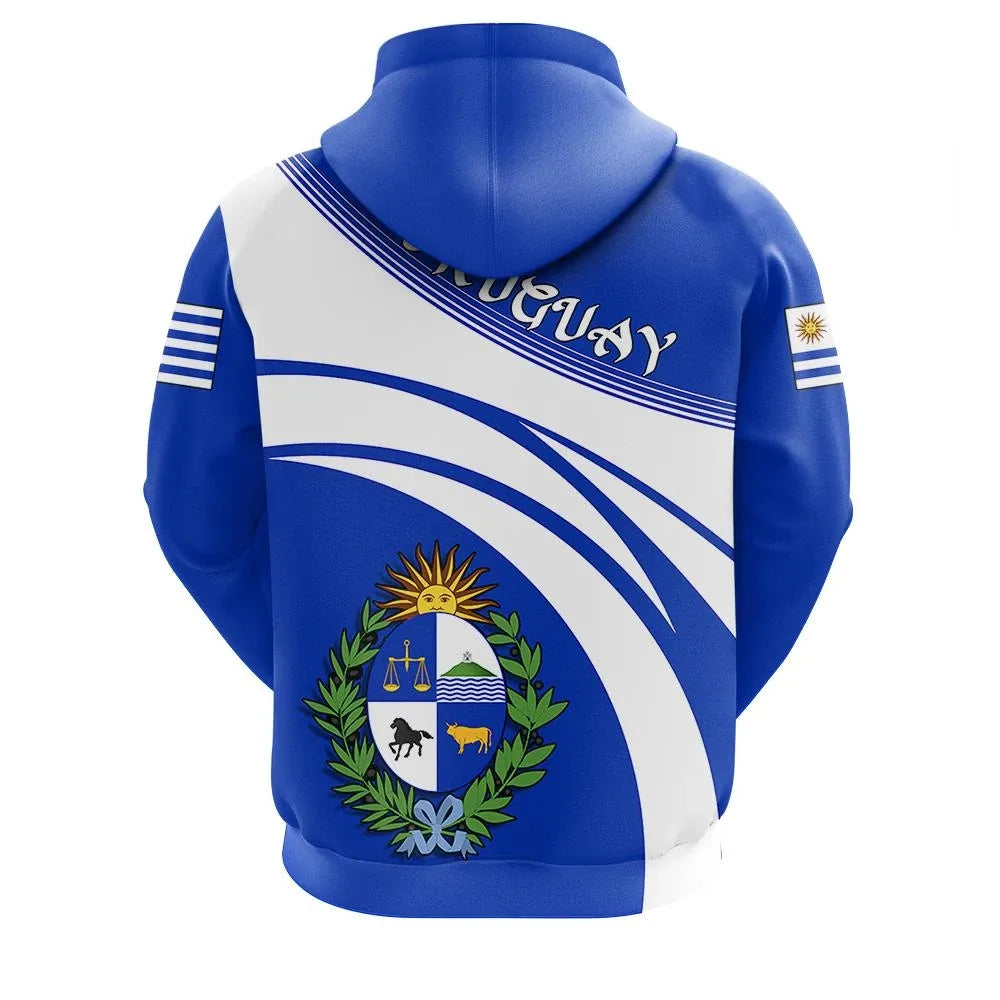 Uruguay Zip Hoodie Coat Of Arms Cricket Style RLT6