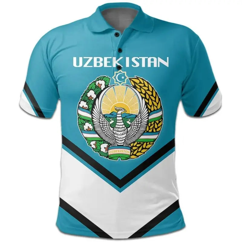 Uzbekistan Coat Of Arms Polo Lucian Style RLT12