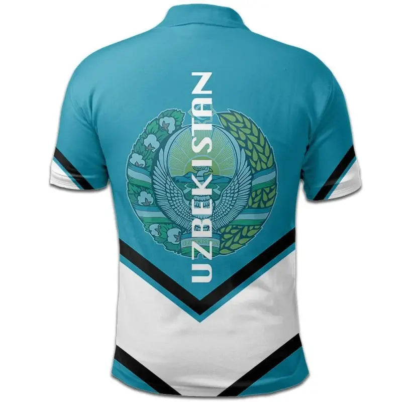 Uzbekistan Coat Of Arms Polo Lucian Style RLT12