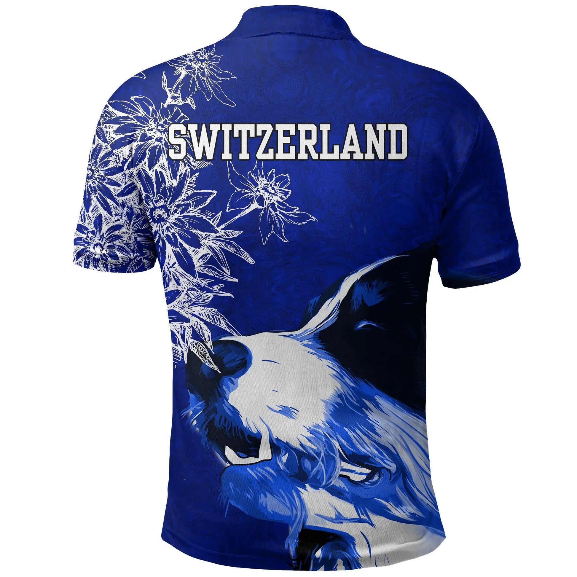 Switzerland Polo Shirt Bernese Mountain Dog and Edelweiss RLT13