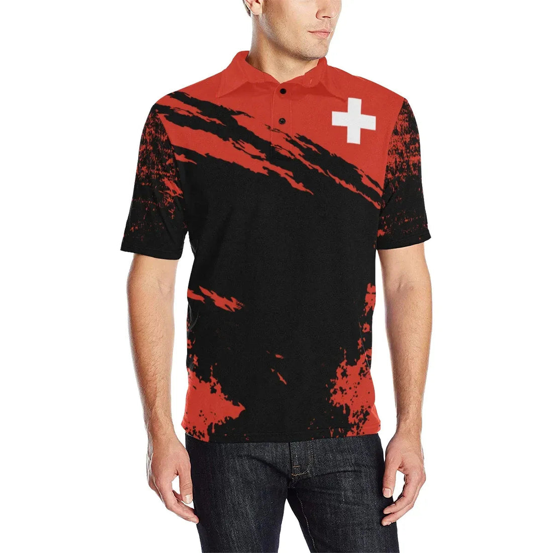 Switzerland Polo Shirt Mens All Over Print Polo Shirt RLT13