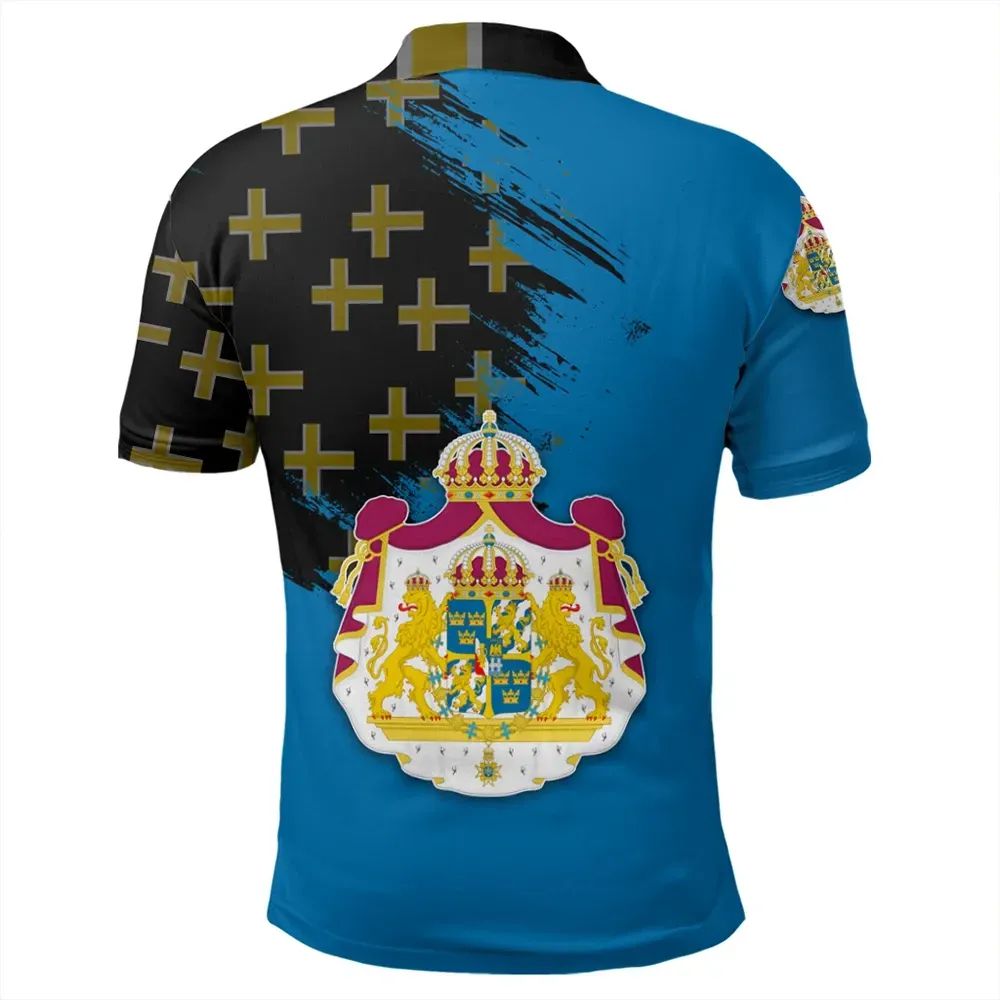 Sweden Polo Shirt Coat Of Arms Flag Style RLT7