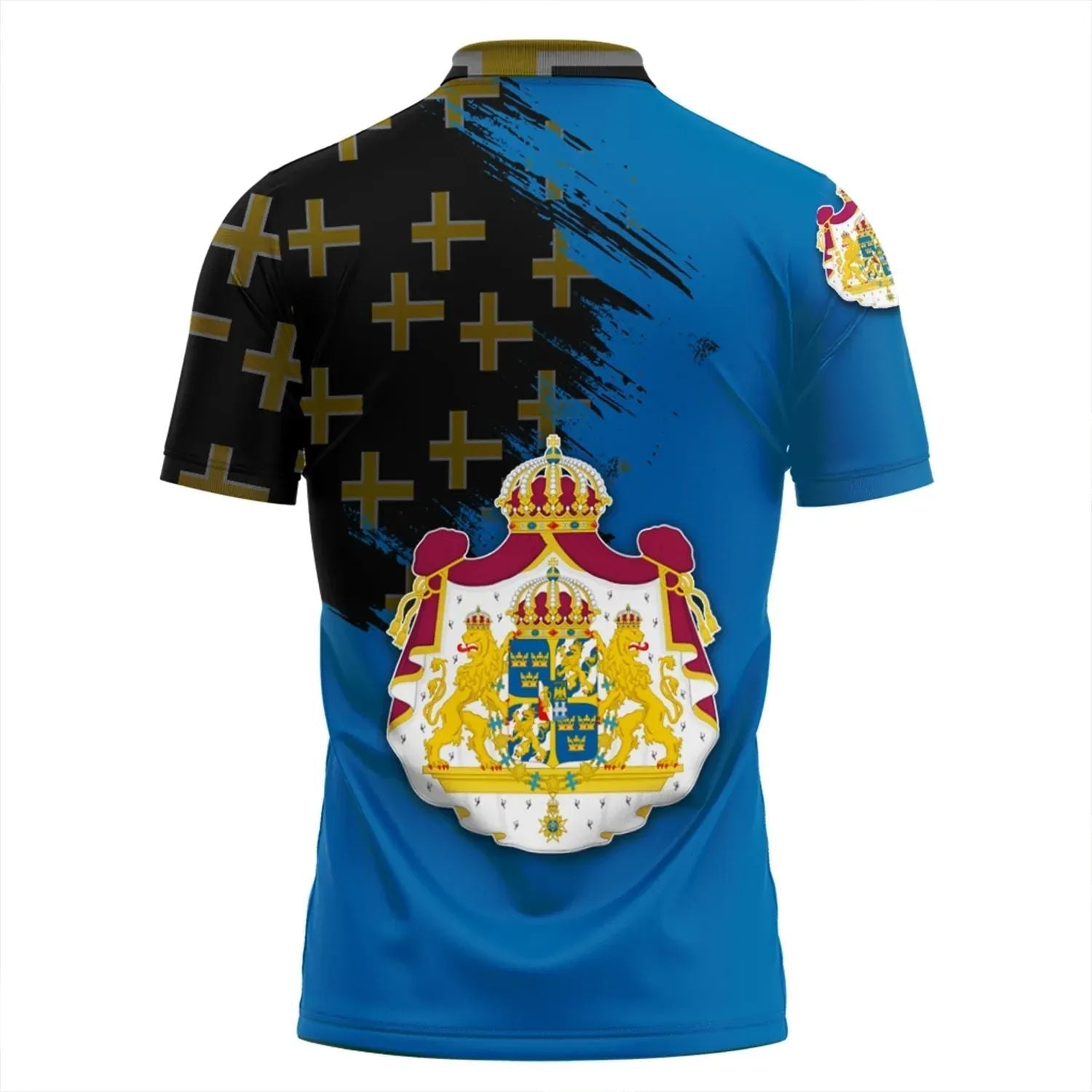 Sweden Polo Shirt Coat Of Arms Flag Style RLT7
