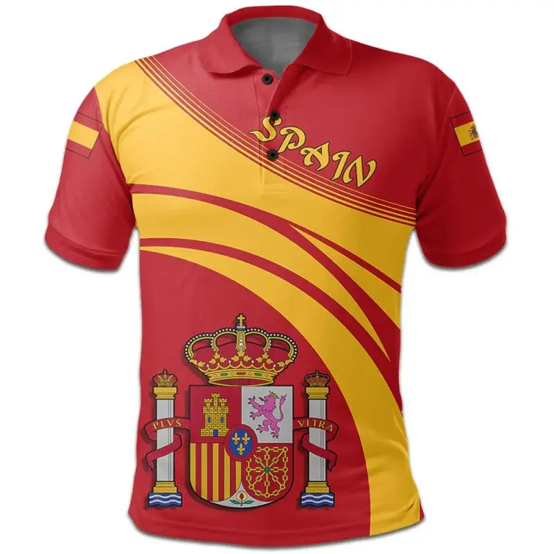 Spain Polo Shirt Coat Of Arms Cricket Style RLT12