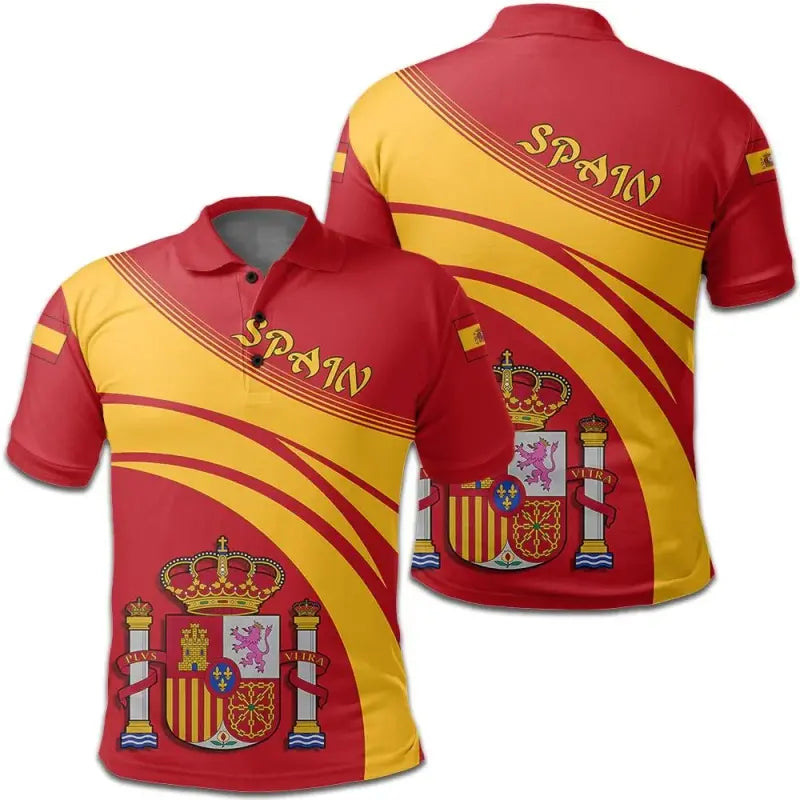 Spain Polo Shirt Coat Of Arms Cricket Style RLT12