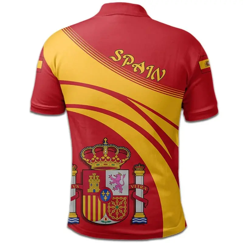 Spain Polo Shirt Coat Of Arms Cricket Style RLT12