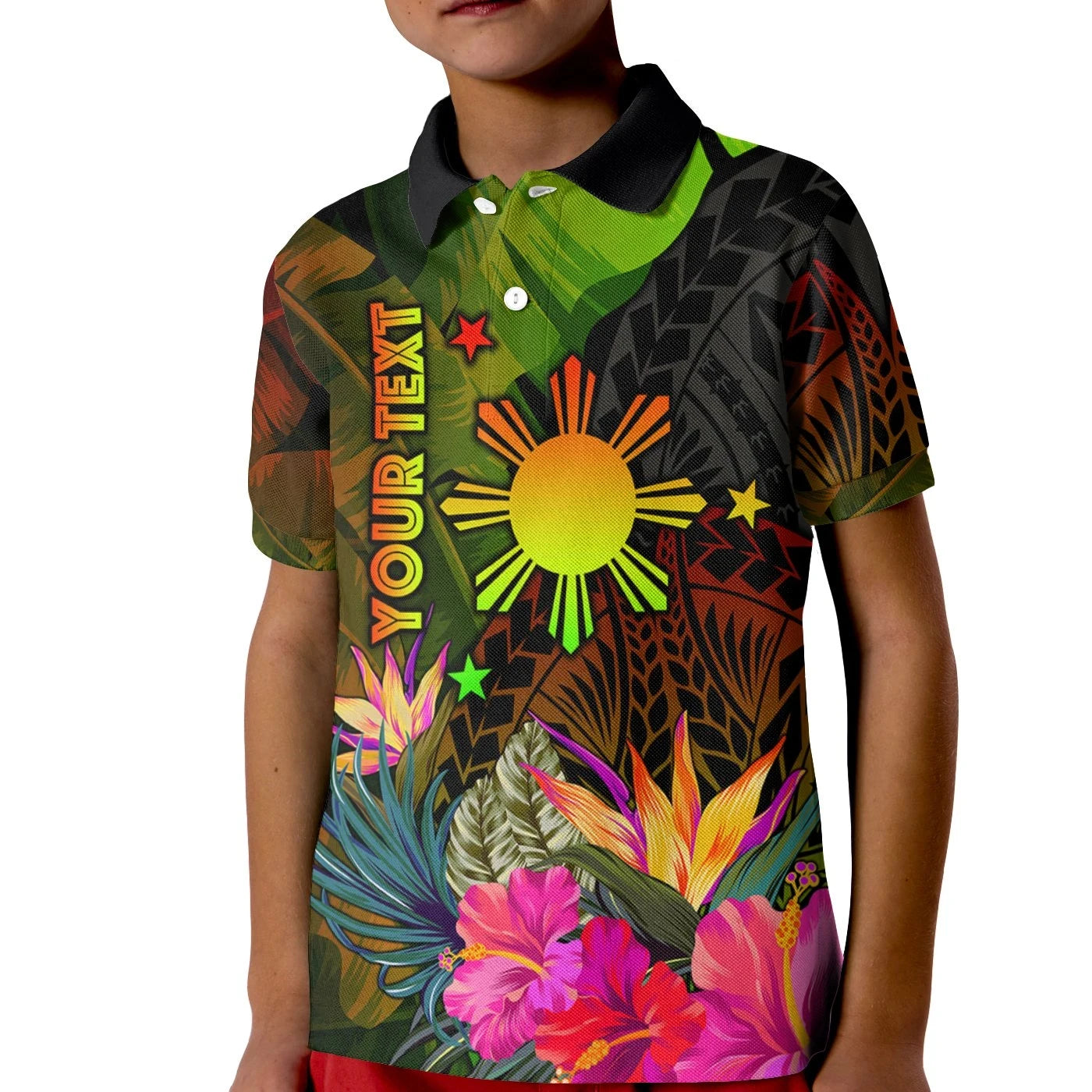 The Philippines Custom Polynesian Polo Shirt Hibiscus and Banana Leaves RLT6