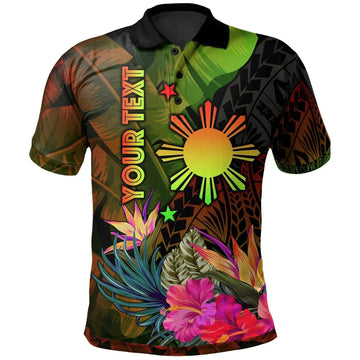 The Philippines Custom Polynesian Polo Shirt Hibiscus and Banana Leaves RLT6