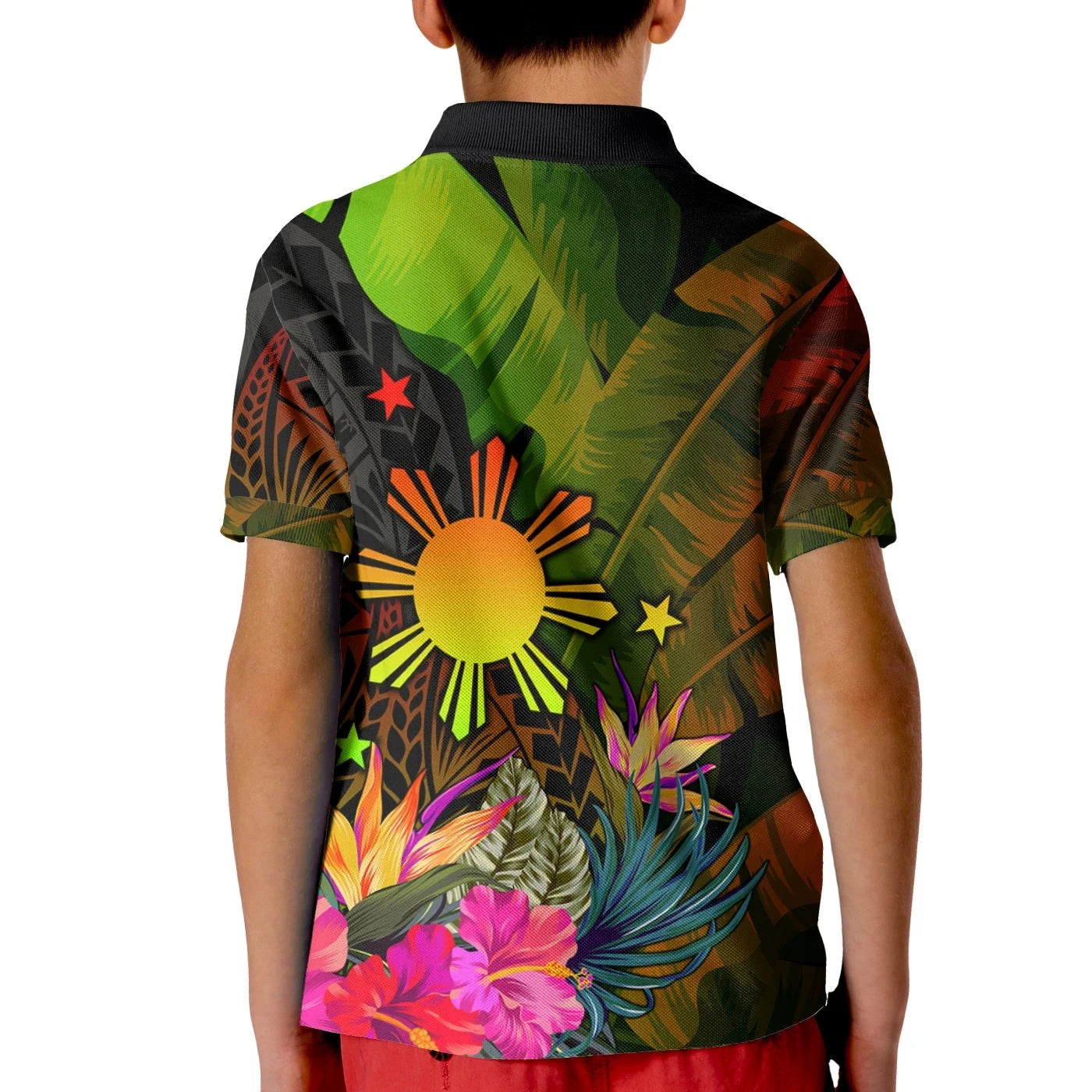 The Philippines Custom Polynesian Polo Shirt Hibiscus and Banana Leaves RLT6