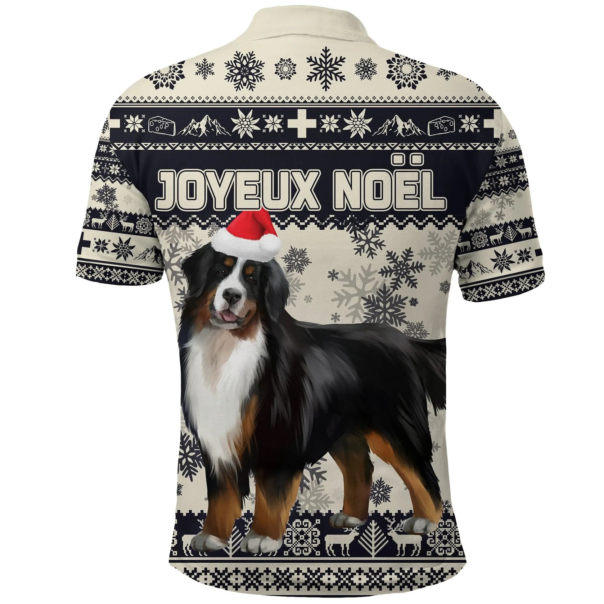 Switzerland Polo Shirt Christmas Bernese Mountain Dog Unique Beige Navy RLT13