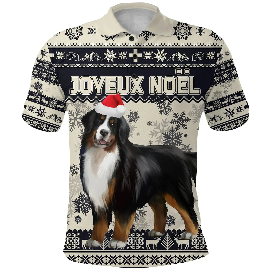 Switzerland Polo Shirt Christmas Bernese Mountain Dog Unique Beige Navy RLT13