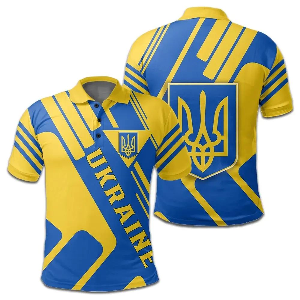 Ukraine Polo Shirt Coat Of Arms Rockie RLT7