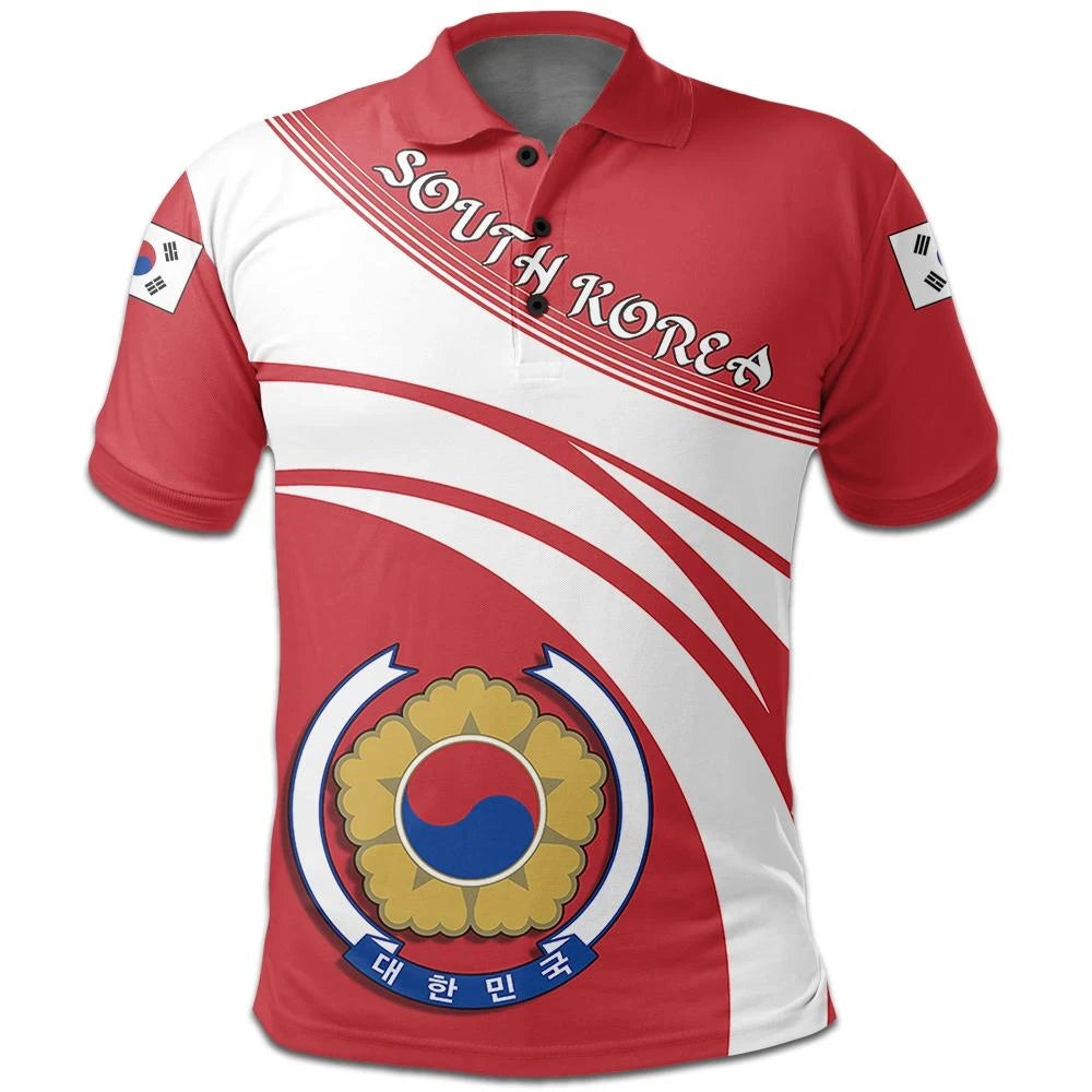 South Korea Polo Shirt Coat Of Arms Cricket Style RLT8