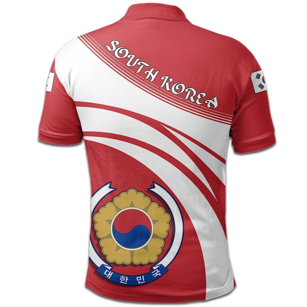 South Korea Polo Shirt Coat Of Arms Cricket Style RLT8