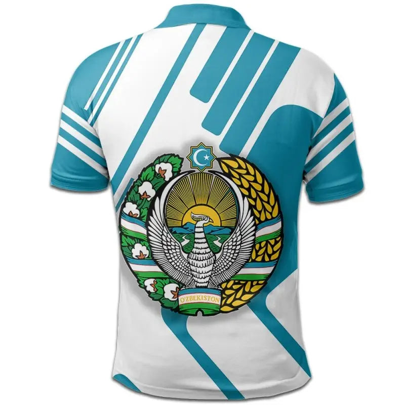 Uzbekistan Polo Shirt Coat Of Arms Rockie RLT12