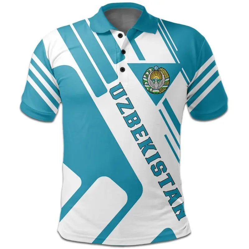 Uzbekistan Polo Shirt Coat Of Arms Rockie RLT12