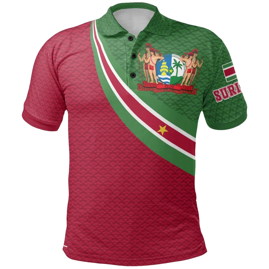 Suriname Polo Shirt Suriname Coat Of Arms and Flag Color RLT7