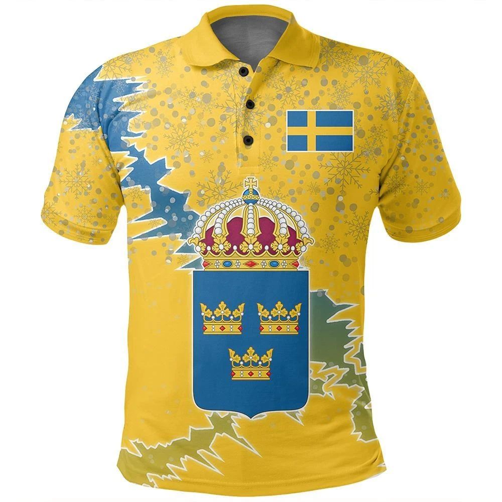Sweden Polo Shirt Christmas Coat Of Arms X Style RLT7