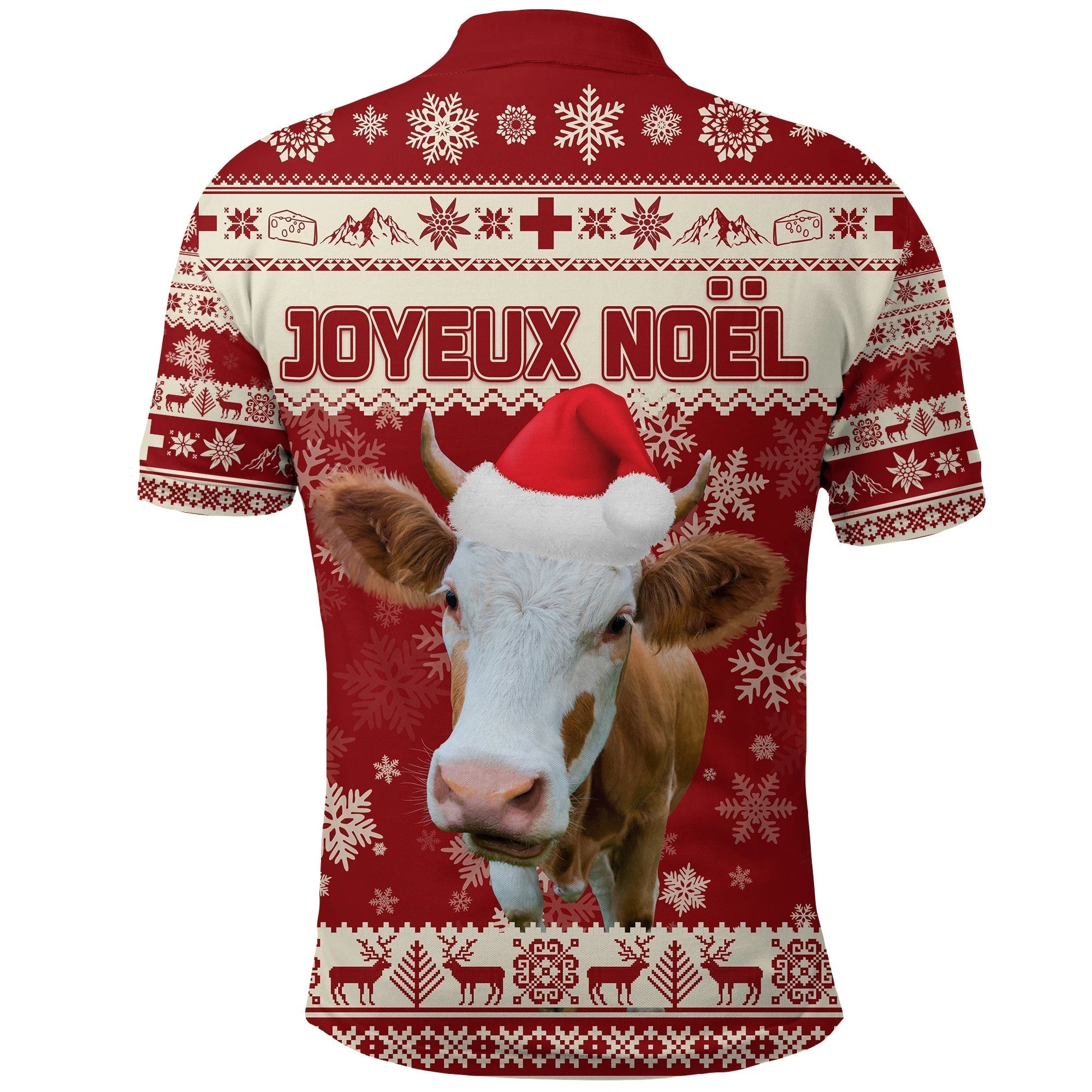 Switzerland Polo Shirt Christmas Swiss Cow Red RLT13