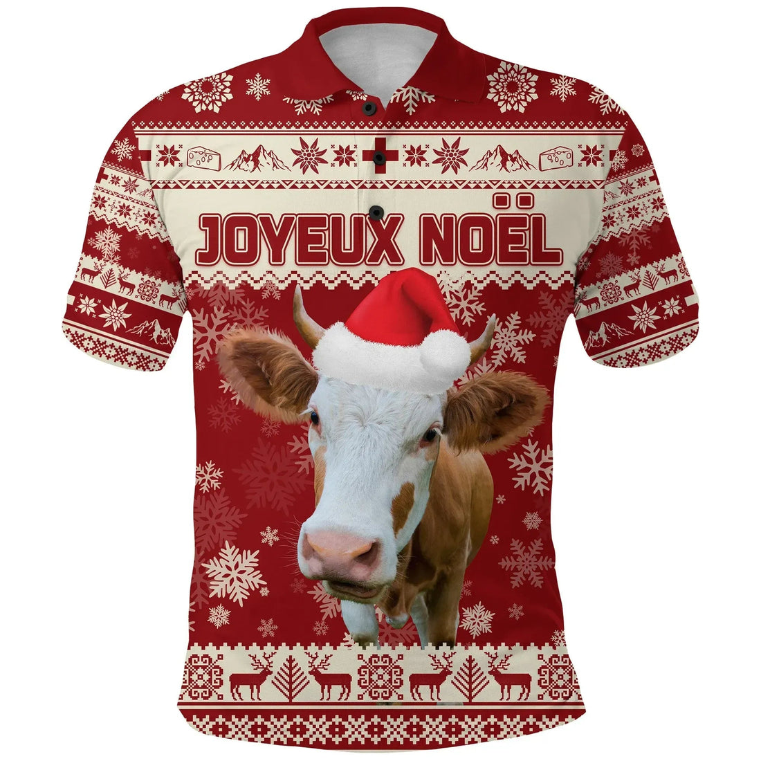 Switzerland Polo Shirt Christmas Swiss Cow Red RLT13