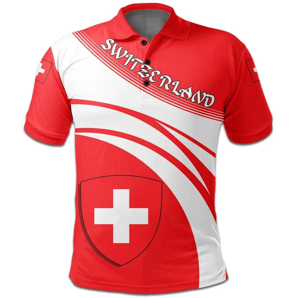 Switzerland Polo Shirt Coat Of Arms Cricket Style RLT13