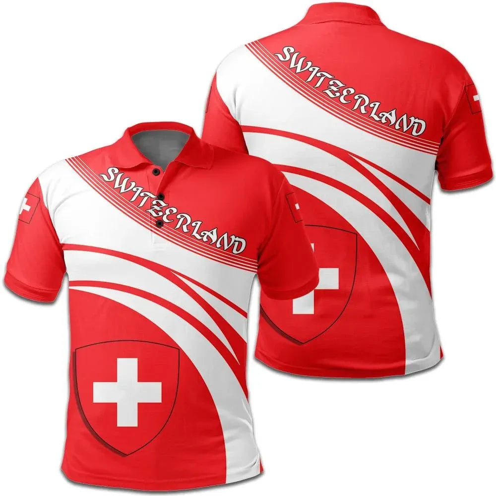 Switzerland Polo Shirt Coat Of Arms Cricket Style RLT13