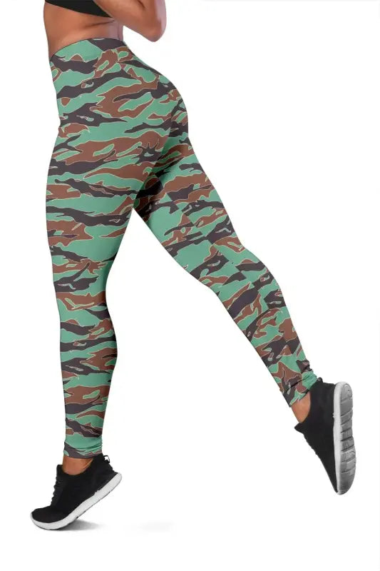Army Guyana Tiger Stripe Camouflage Seamless Womens Leggings RLT8