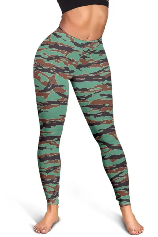 Army Guyana Tiger Stripe Camouflage Seamless Womens Leggings RLT8