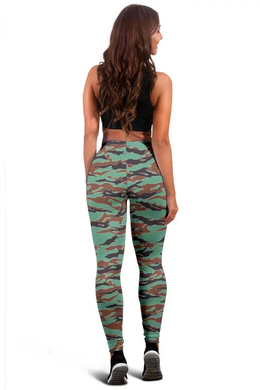 Army Guyana Tiger Stripe Camouflage Seamless Womens Leggings RLT8