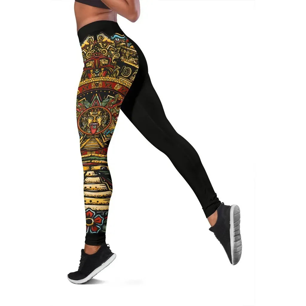 Mexico Leggings Aztec Sun Stone Tattoo 02 RLT13