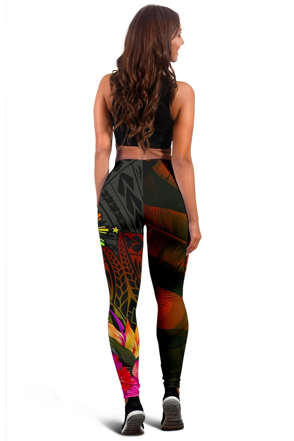 The Philippines Polynesian Personalised Women's Leggings Hibiscus and Banana Leaves RLT6