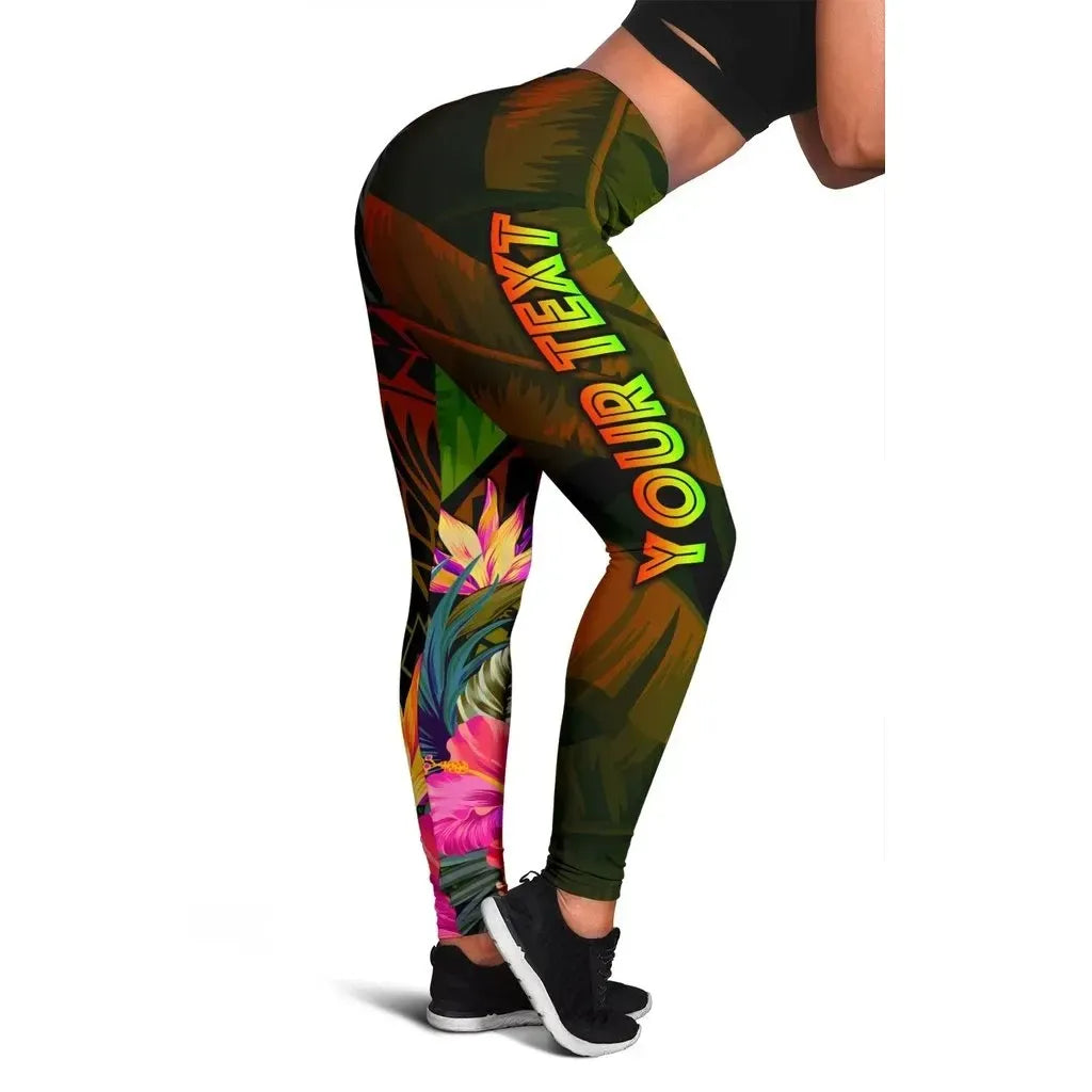 The Philippines Polynesian Personalised Women's Leggings Hibiscus and Banana Leaves RLT6