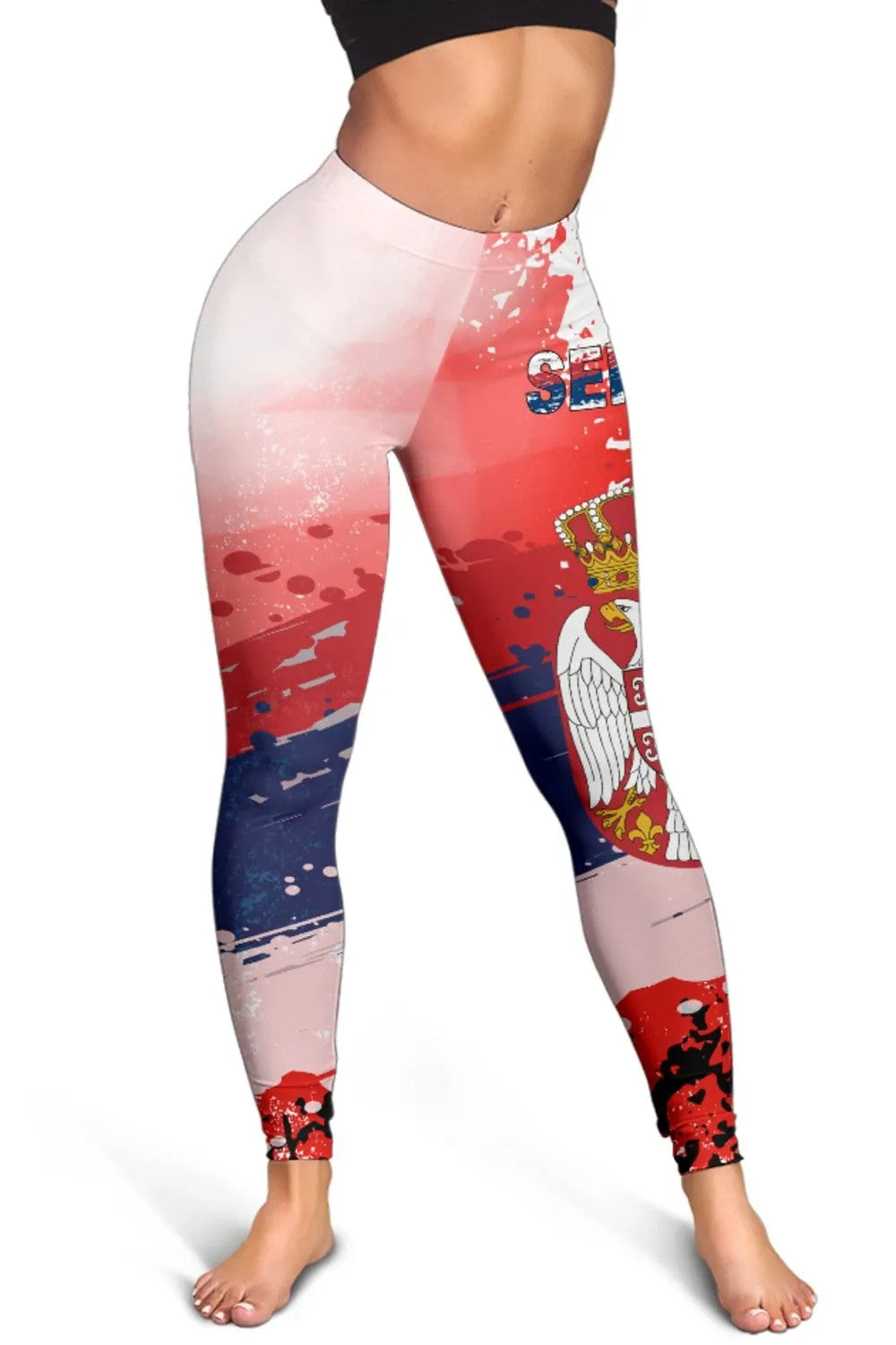 Serbia Women's Leggings Serbia National Flag and Emblem RLT7