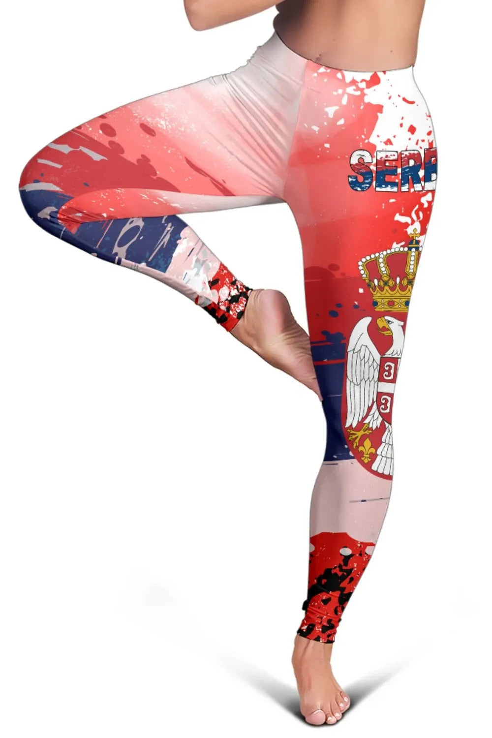 Serbia Women's Leggings Serbia National Flag and Emblem RLT7