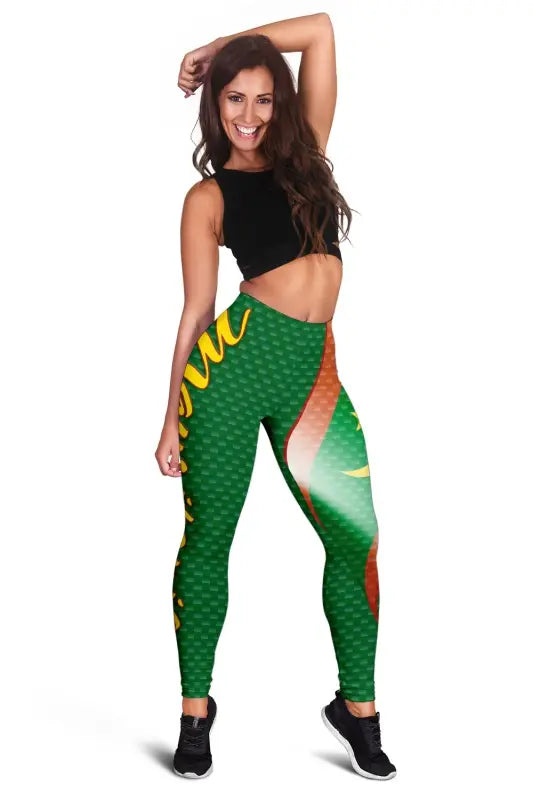 Mauritania Women's Leggings Mauritania Flag and Coat Of Arms RLT12