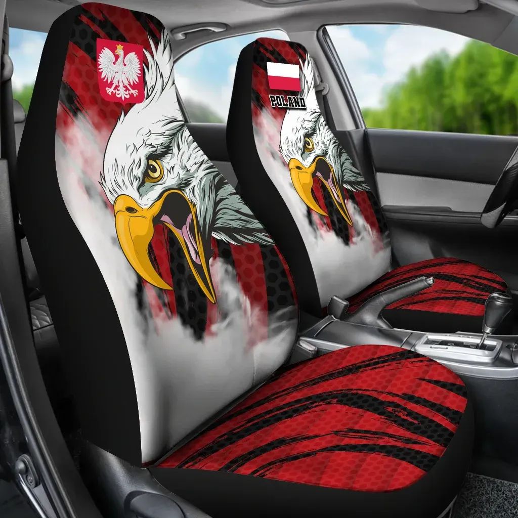 Poland Car Seat Covers Polish White Eagle Powerful RLT7