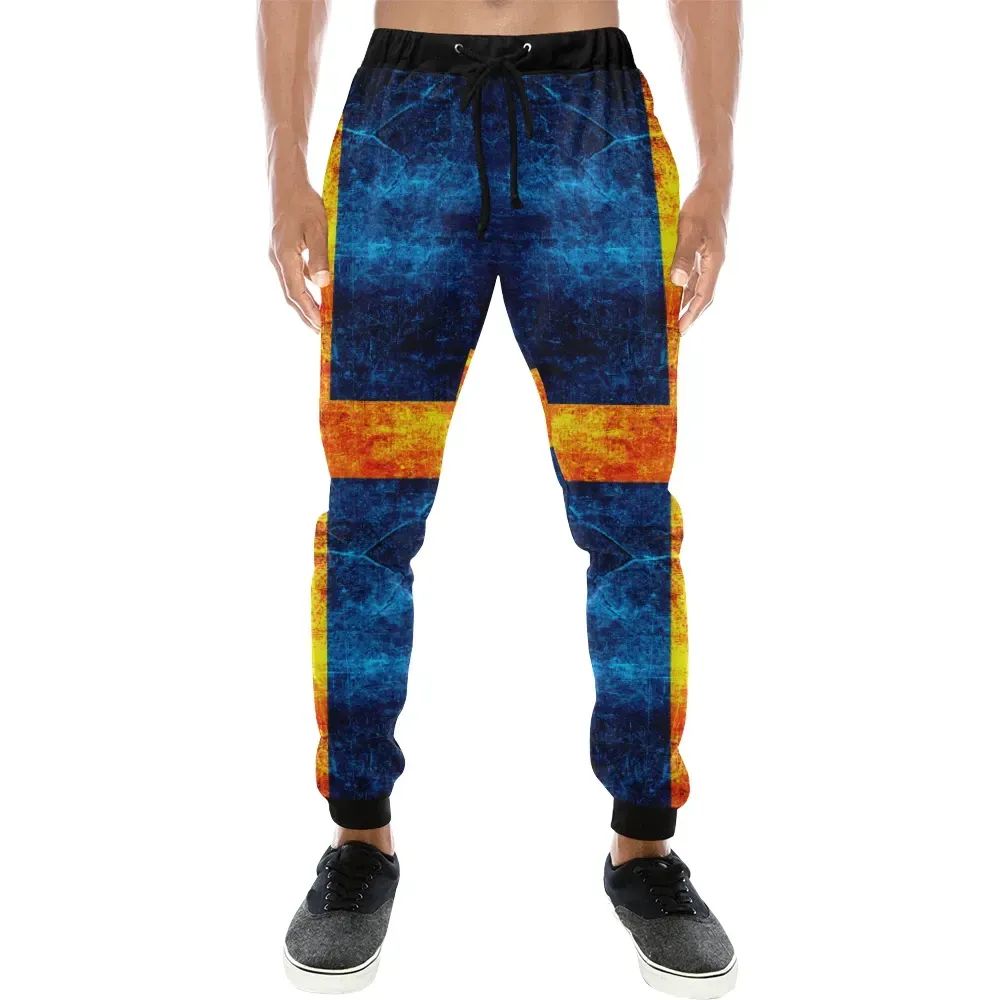 Sweden Grunge Flag All Over Print Sweatpant RLT7