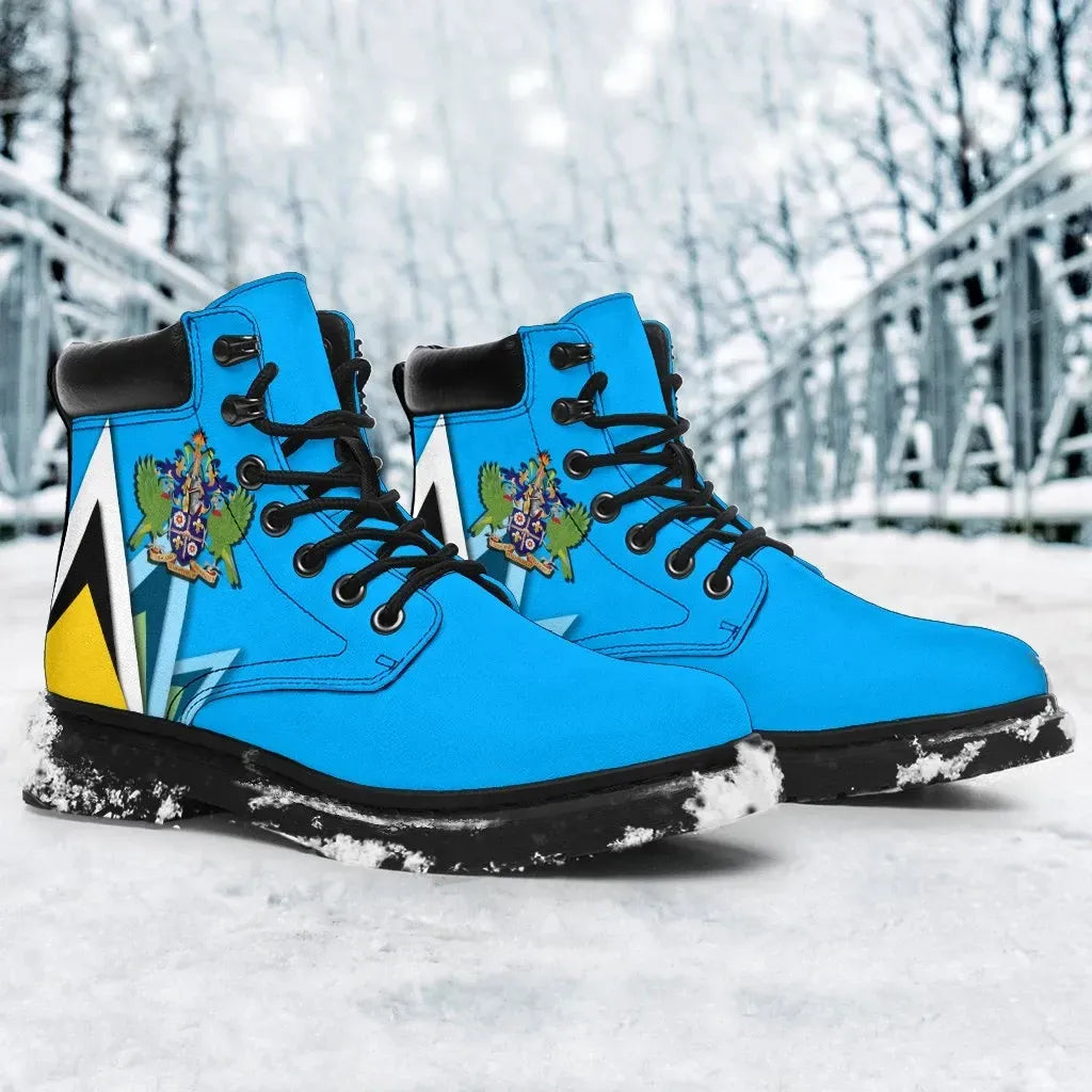 Saint Lucia All Season Boots Flag With Coat Of Arms RLT6