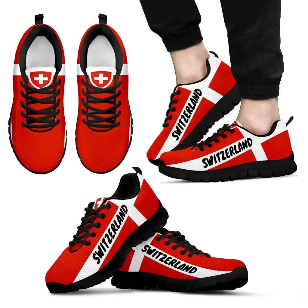 Switzerland Sneakers Flag and Coat Of Arm RLT13
