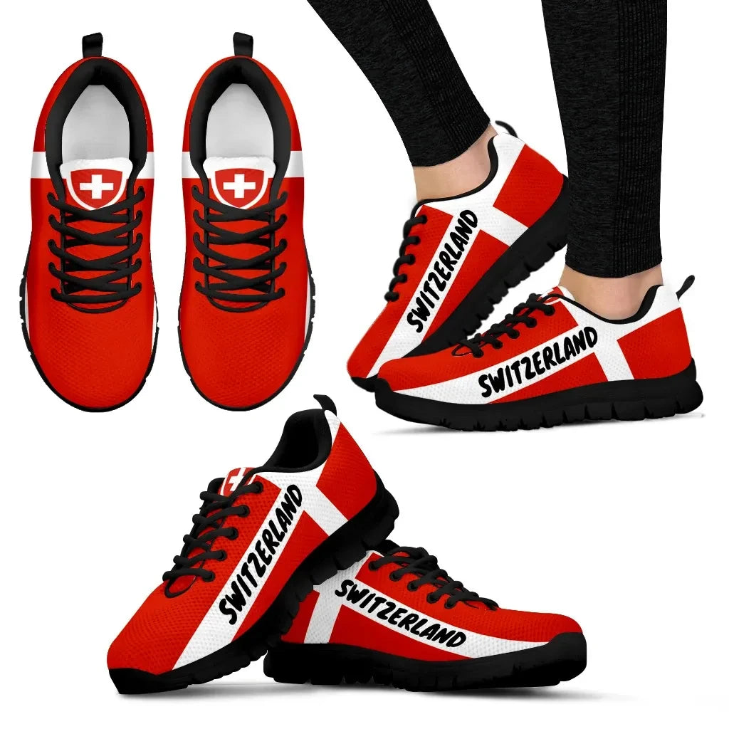 Switzerland Sneakers Flag and Coat Of Arm RLT13
