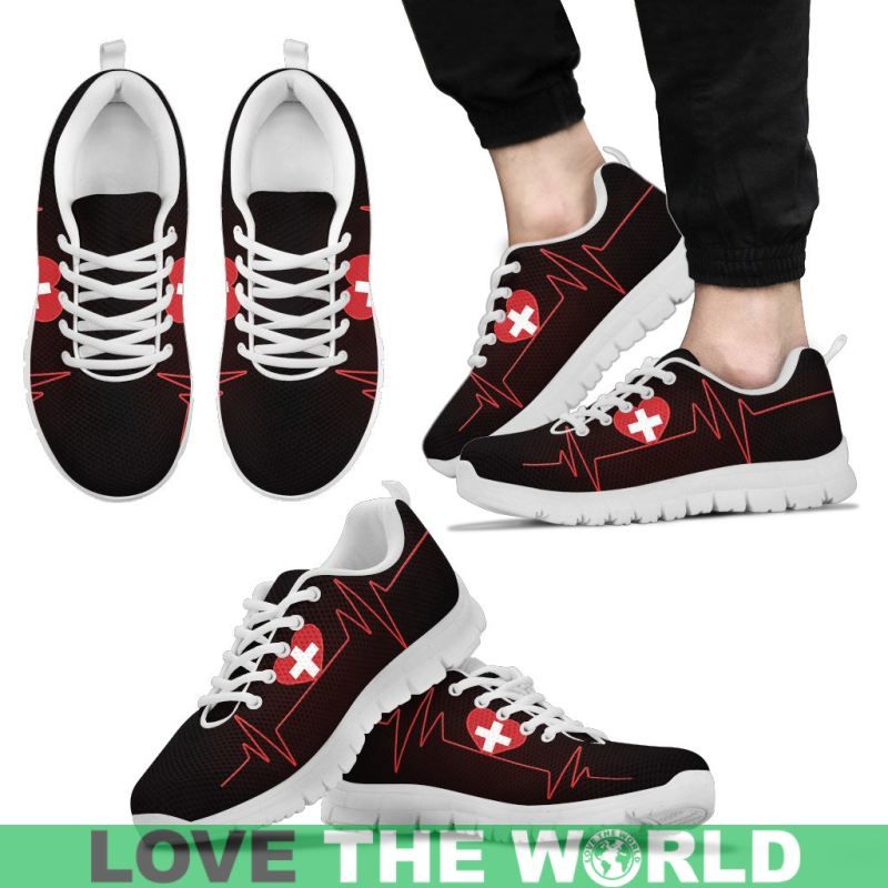 Switzerland Heart Beat Men's / Women's Sneakers Shoes RLT13