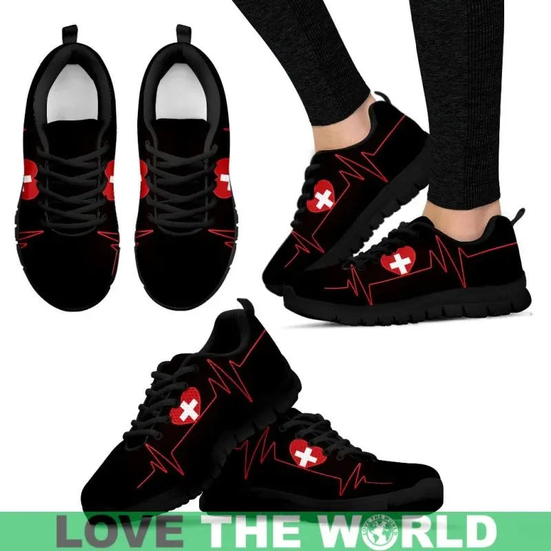 Switzerland Heart Beat Men's / Women's Sneakers Shoes RLT13
