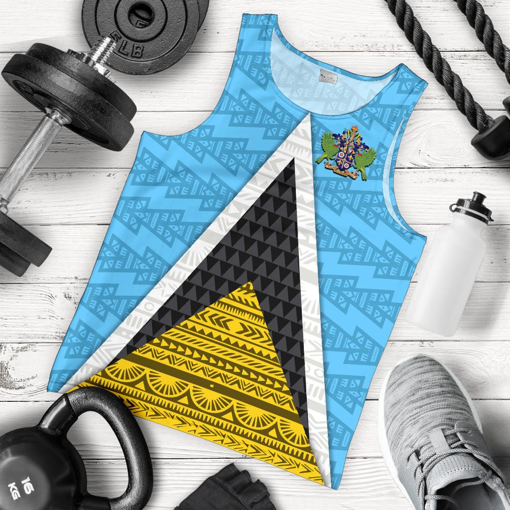 Saint Lucia Flag Men Tank Top Triangle Cerulean Blue RLT6
