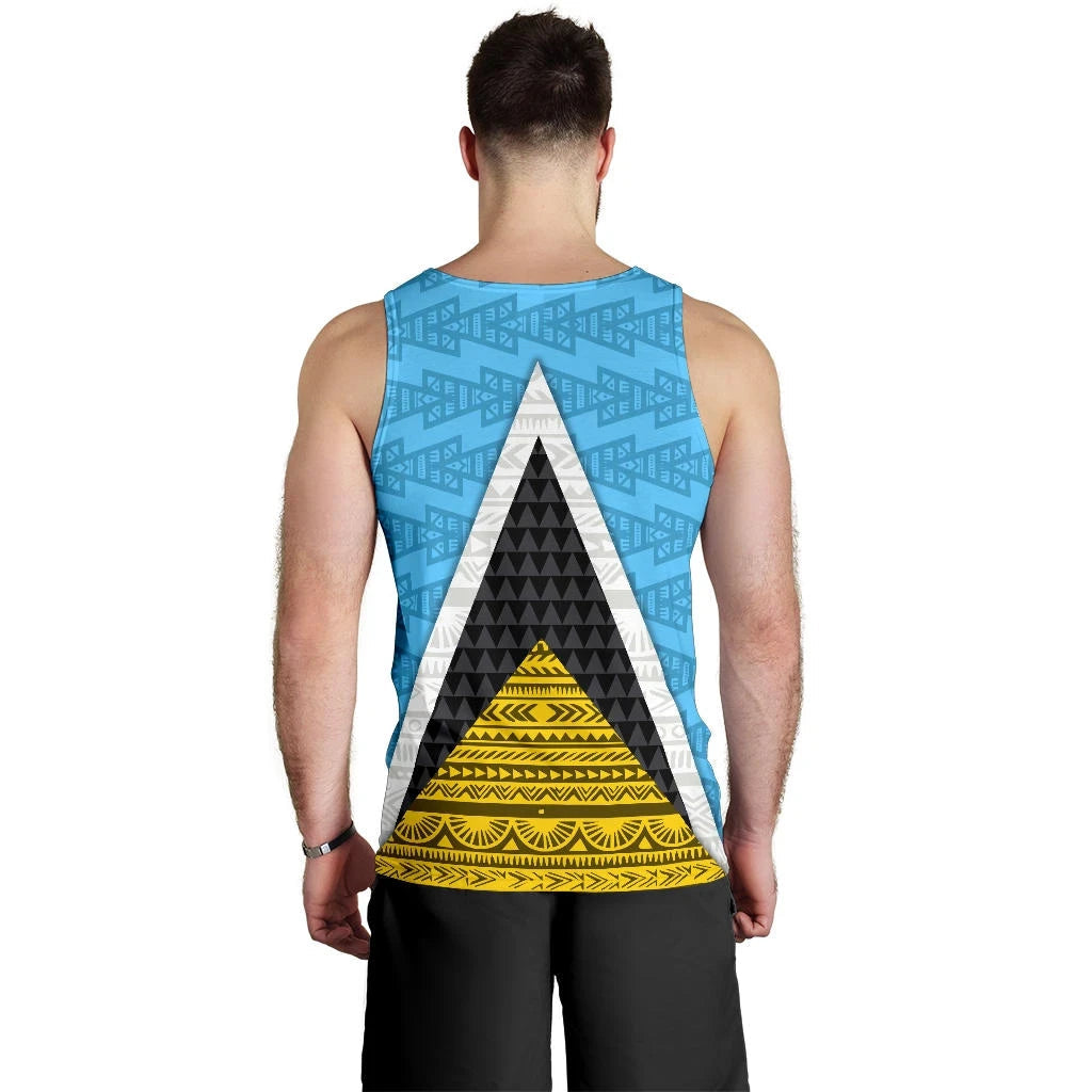 Saint Lucia Flag Men Tank Top Triangle Cerulean Blue RLT6