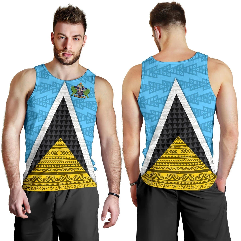Saint Lucia Flag Men Tank Top Triangle Cerulean Blue RLT6