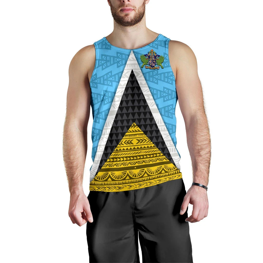 Saint Lucia Flag Men Tank Top Triangle Cerulean Blue RLT6