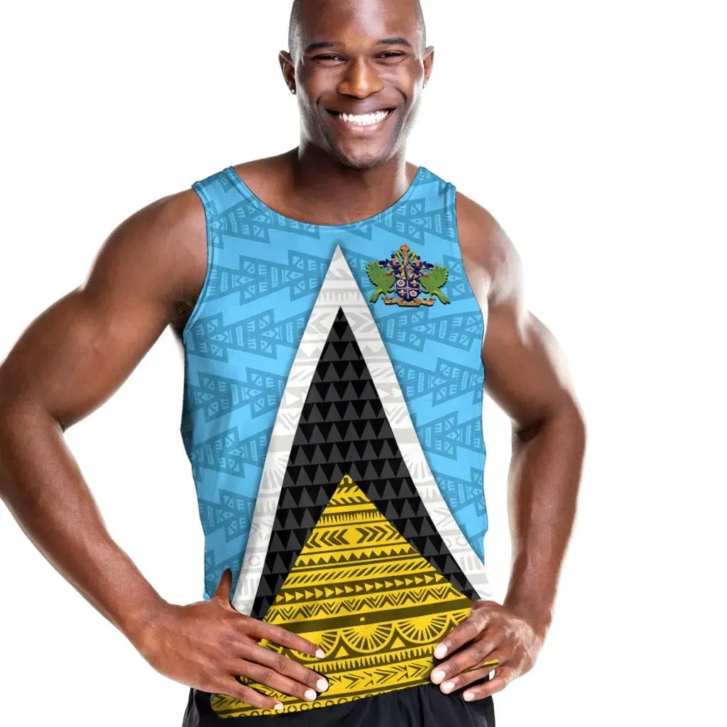 Saint Lucia Flag Men Tank Top Triangle Cerulean Blue RLT6