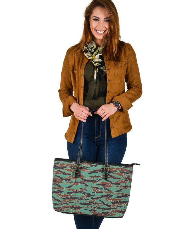 Army Guyana Tiger Stripe Camouflage Seamless Leather Tote RLT8