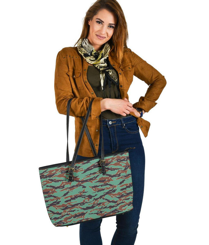 Army Guyana Tiger Stripe Camouflage Seamless Leather Tote RLT8