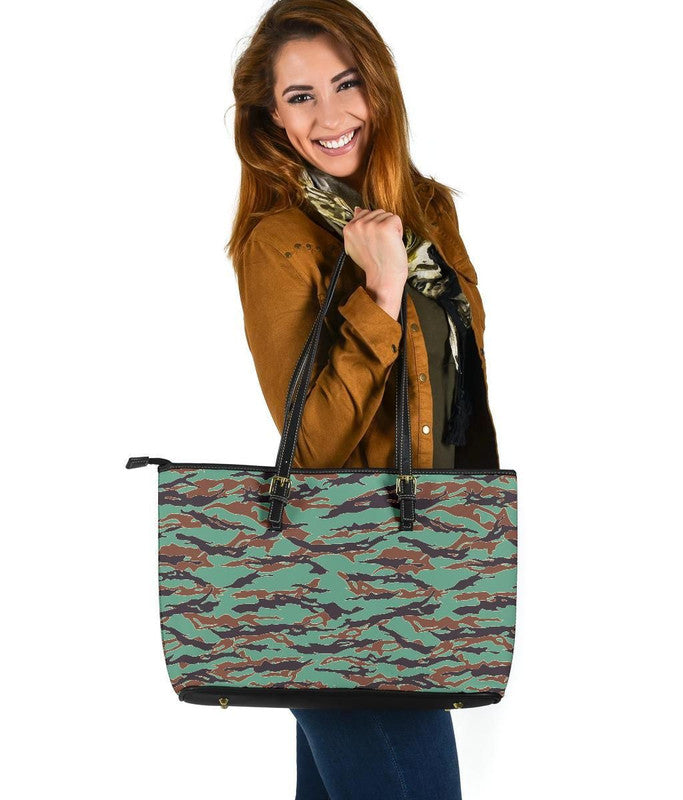 Army Guyana Tiger Stripe Camouflage Seamless Leather Tote RLT8
